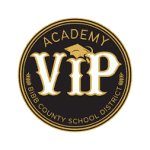 VIP Academy badge logo featuring the BIBB County School District emblem and gold accents.