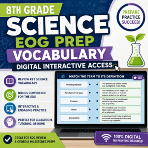 8th Grade Science EOG Prep Vocabulary Digital Interactive Access